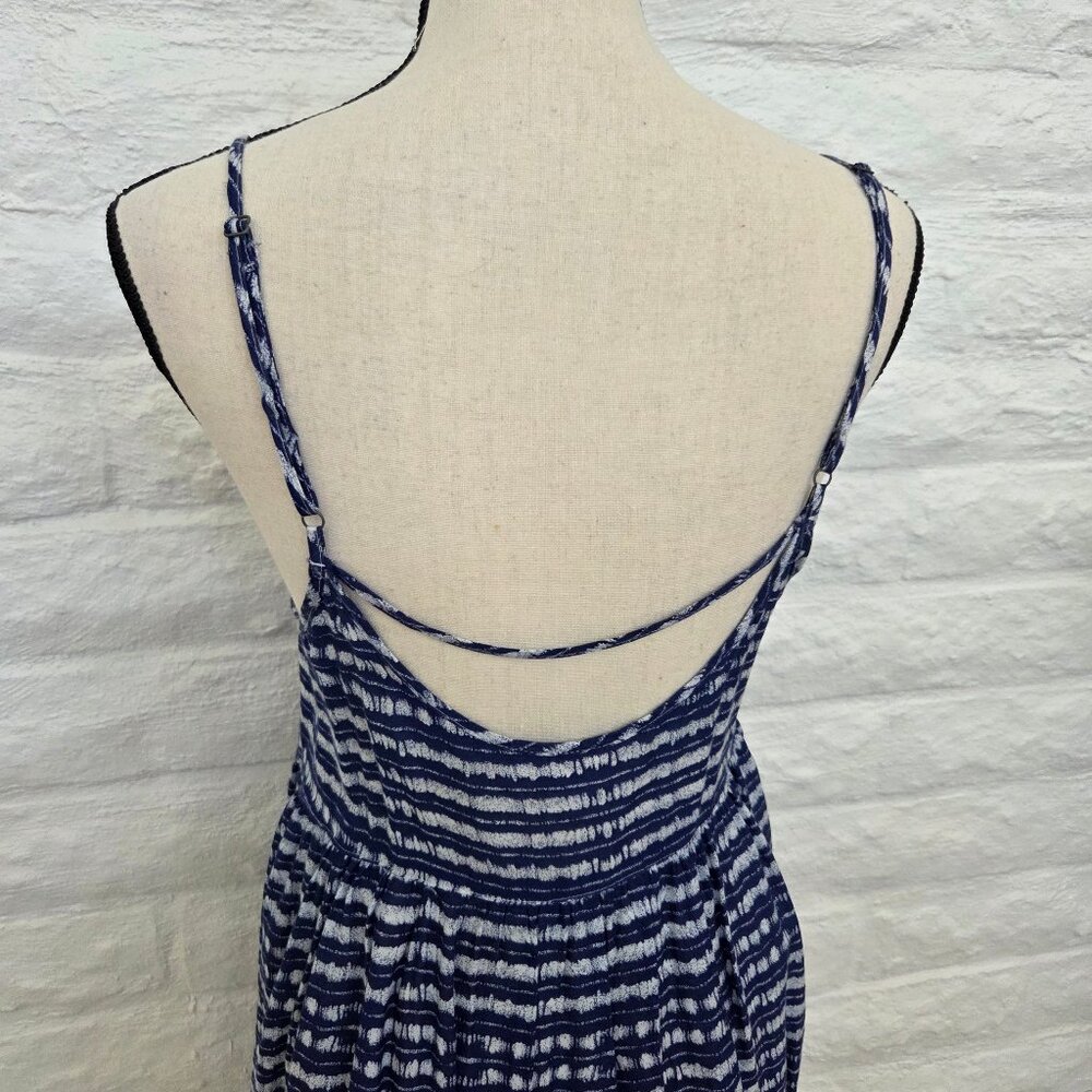 ROXY Dress Medium Blue White Sundress Cover Up Womens Mini Summer Short - Picture 8 of 10